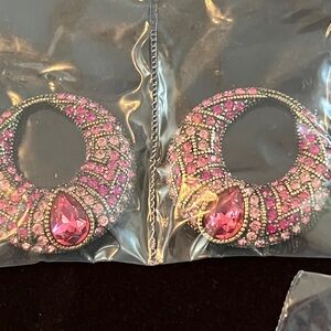 Heidi Daus Interchangeable Earrings Set "Sparkling Solution" Pink & Pearls NIB